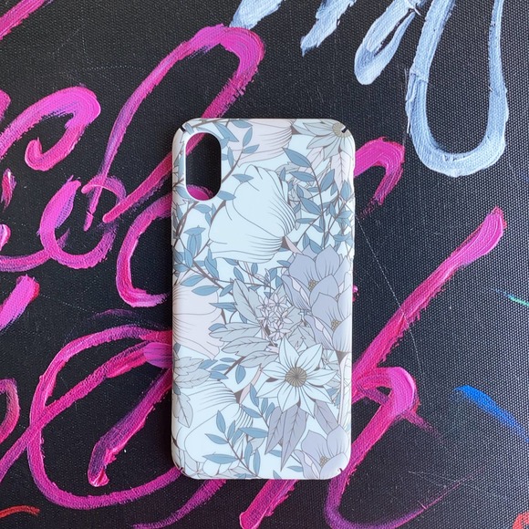 iPhone 7/8 Plus Case Gray Floral Hard Cover - Picture 1 of 3